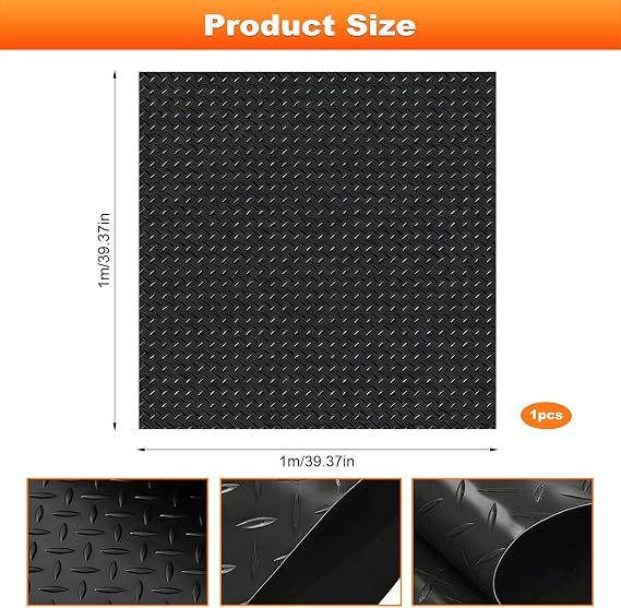 Heavy Duty Rubber Floor Mat Roll 3mm Non-Slip Waterproof Protective Flooring for Garage Gym Workshop 1m x 1m
