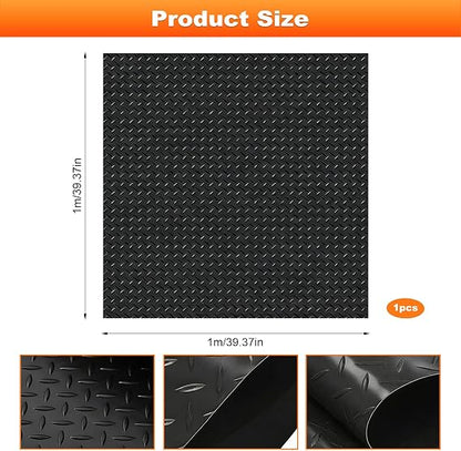 Heavy Duty Rubber Floor Mat Roll 3mm Non-Slip Waterproof Protective Flooring for Garage Gym Workshop 1m x 1m