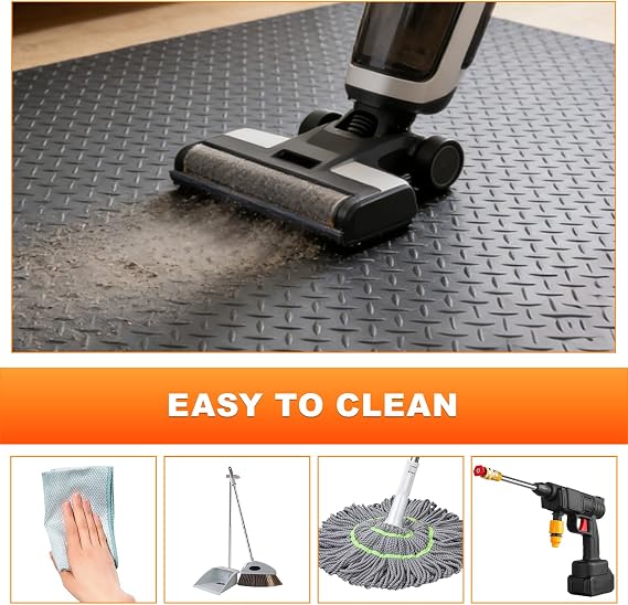 Heavy Duty Rubber Floor Mat Roll 3mm Non-Slip Waterproof Protective Flooring for Garage Gym Workshop 1m x 1m