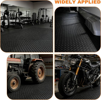 Heavy Duty Rubber Floor Mat Roll 3mm Non-Slip Waterproof Protective Flooring for Garage Gym Workshop 1m x 1m