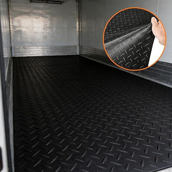 Heavy Duty Rubber Floor Mat Roll 3mm Non-Slip Waterproof Protective Flooring for Garage Gym Workshop 1m x 1m